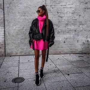 - Hot pink long sweater dress